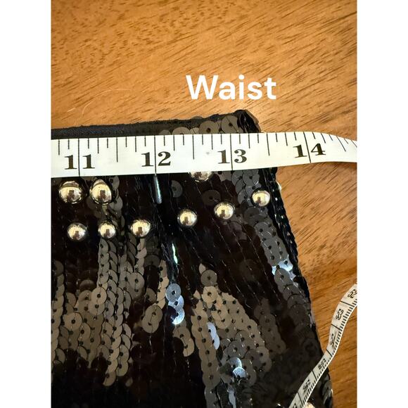 Made In Italy Studded Sequined Black Mini Skirt. - Picture 5 of 6